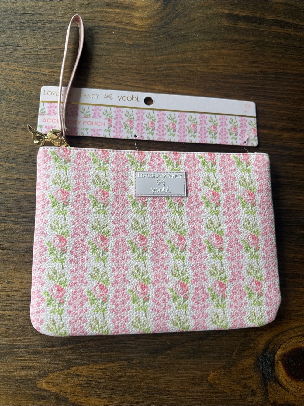 LoveShackFancy 💕- Yoobi - Pink and Green Floral Wristlet Pouch - NWT